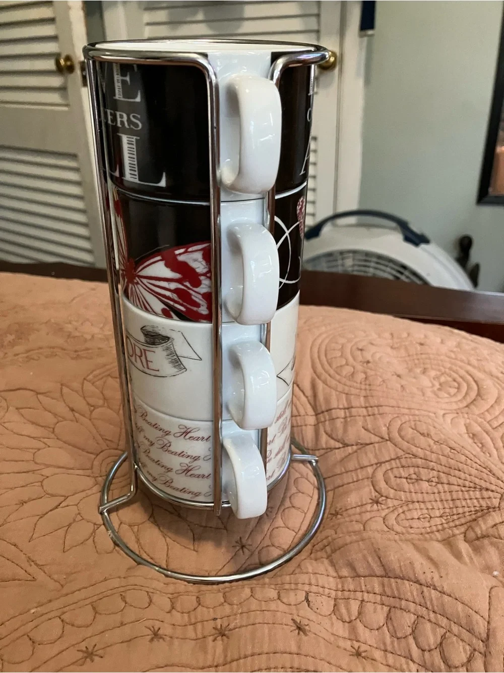 NWOT Pier 1 “ Inspirational Love “ Set of 4 Stackable Mugs